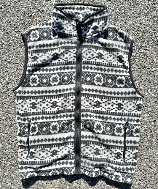 Vintage L.L. Bean Men's Lightweight Nordic/Aztec/Geometric Full Zip Fleece Vest Size L Large