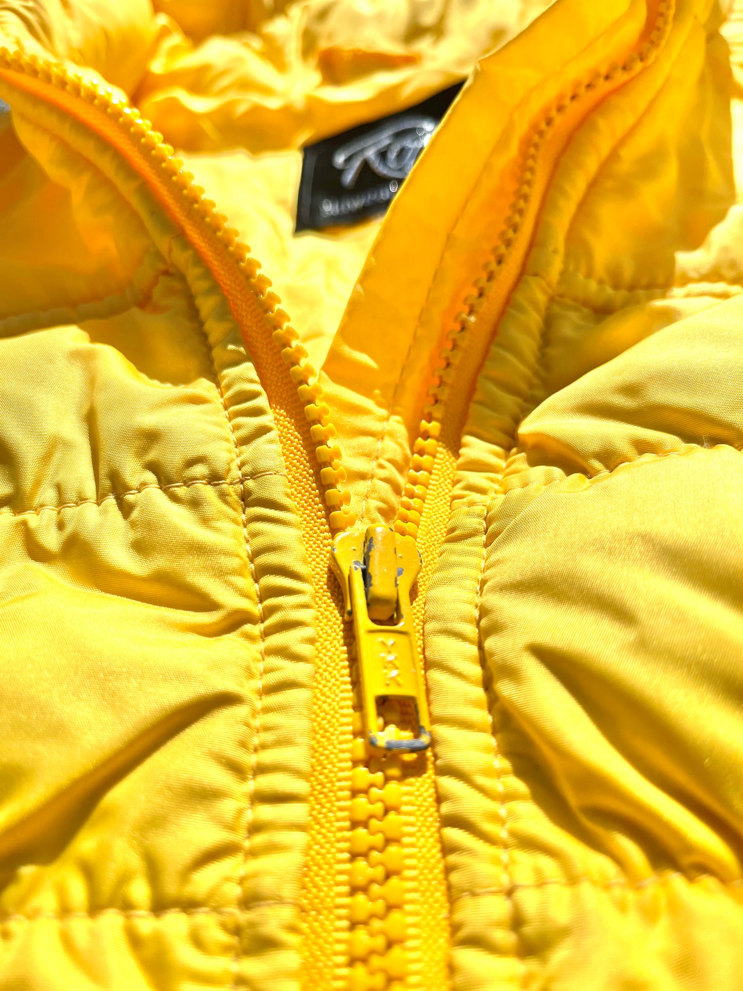 Vintage Roffe Cropped 80's Retro Down Ski Jacket Women's Size Medium Bright Yellow