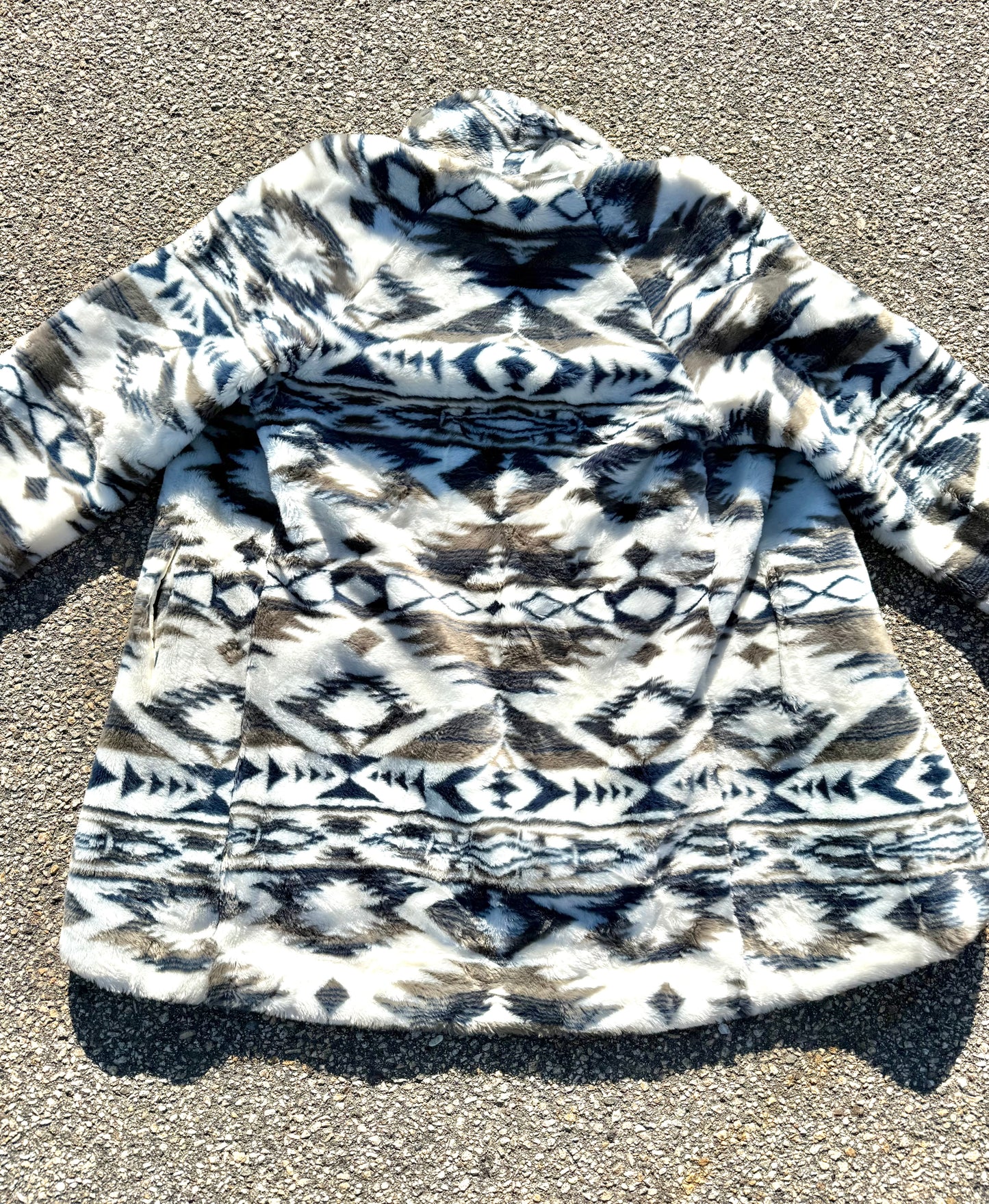 Vintage Donnybrook Women's Faux Fur Aztec Southwestern Western Coat Jacket Size S Small