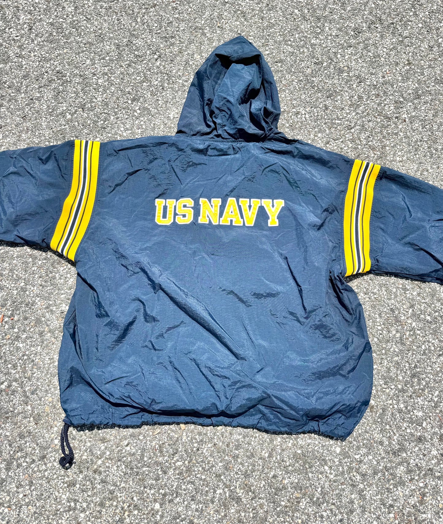Vintage Champion United States US Navy 90's 1/4 Zip Windbreaker Anorak Jacket 2XL