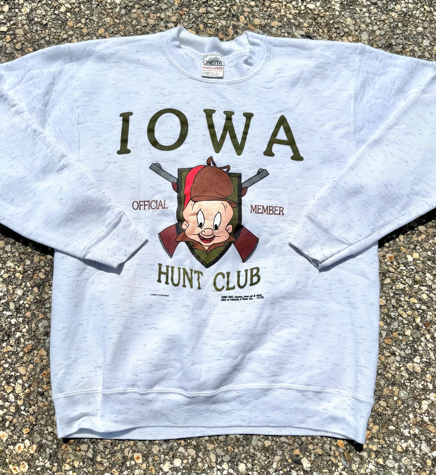 Vintage Iowa Hunt Club Elmer Fudd 90s Cartoon Looney Tunes Sweatshirt Large 1992
