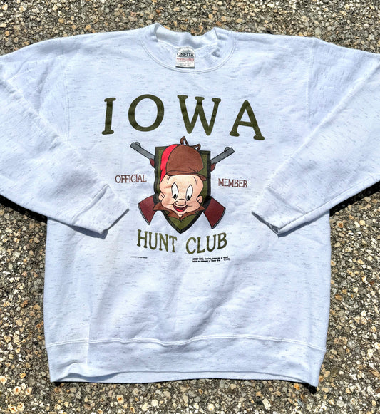 Vintage Iowa Hunt Club Elmer Fudd 90s Cartoon Looney Tunes Sweatshirt Large 1992