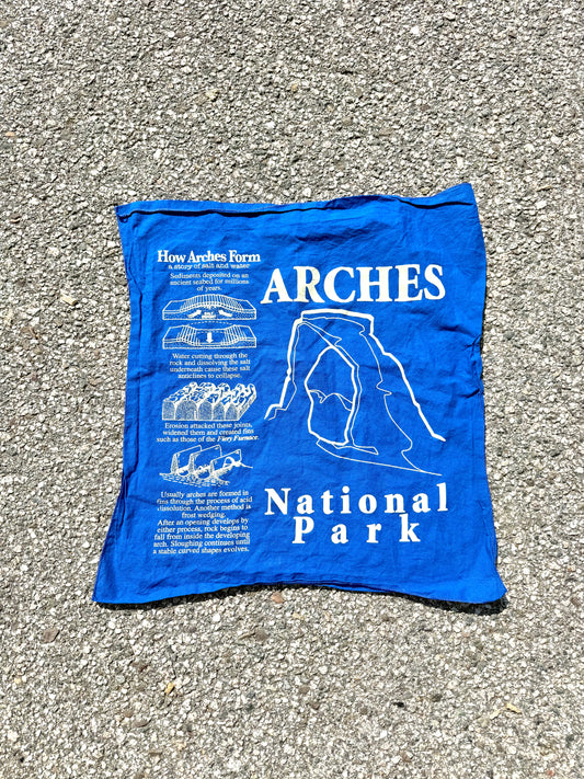 Vintage Arches National Park Utah Handkerchief Hanky Bandana Made in USA Blue