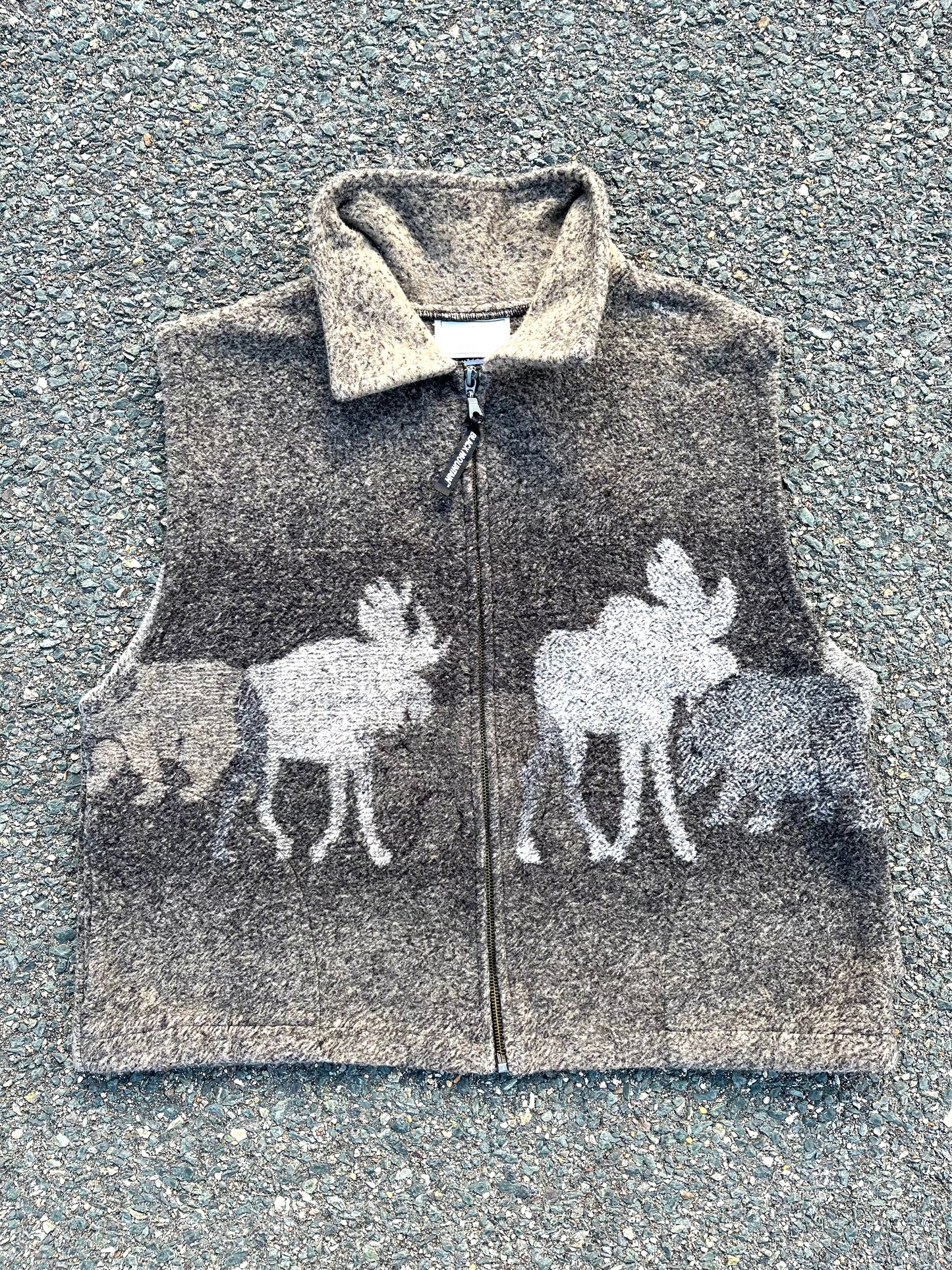 Vintage Black Mountain Wool Blend Outdoors Moose Fleece Vest Women's Size XL