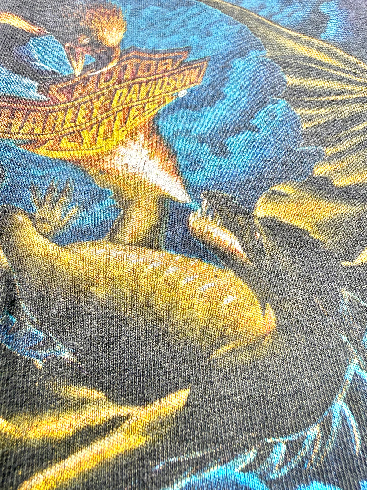 Vintage Harley Davidson Motorcycle Biker Eagle Fighting Dragon 90's Shirt XL 1995