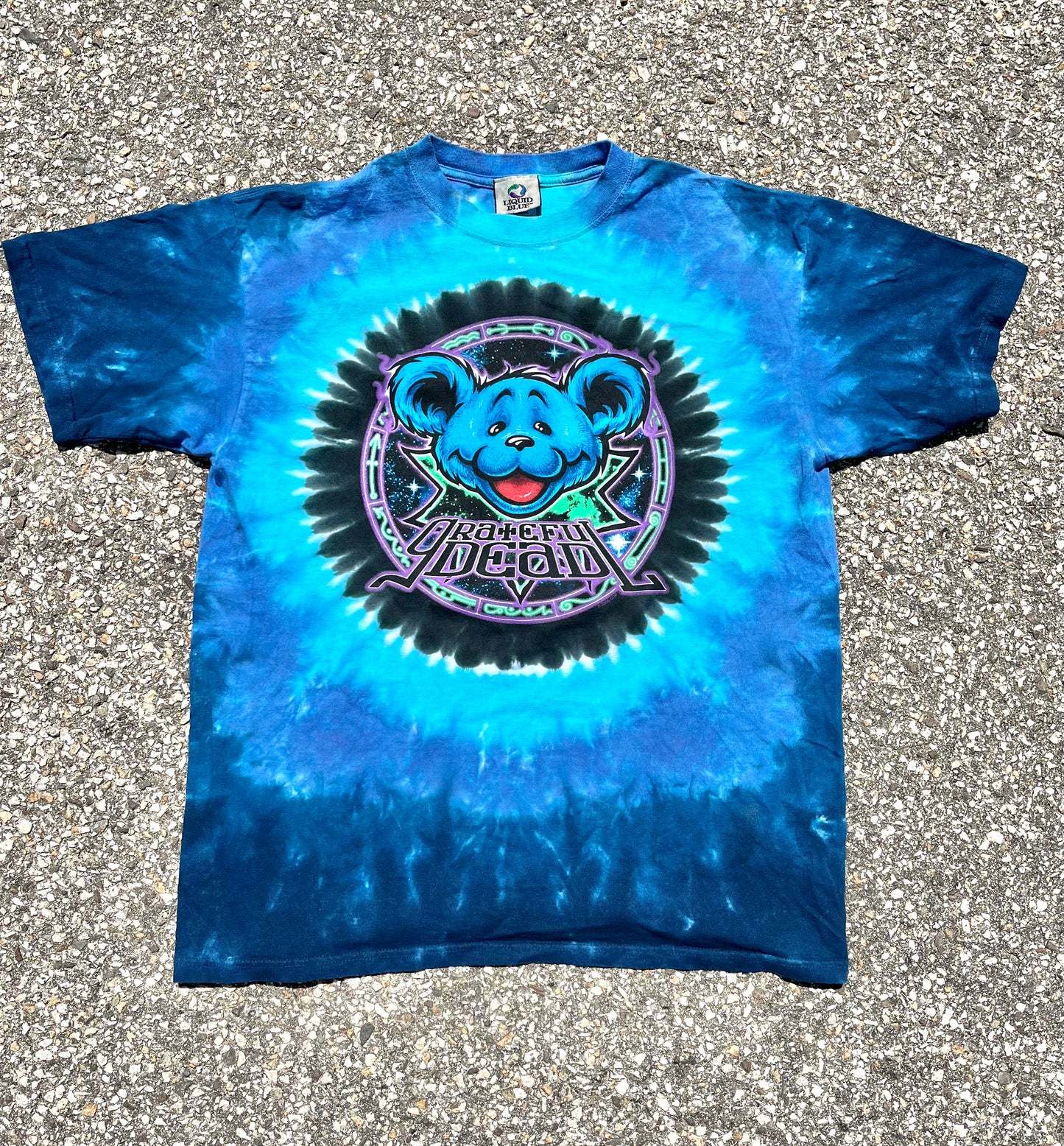 Vintage Grateful Dead Liquid Blue Tie Dye Leonardo Da Vinci Astronomy Stars Band T Shirt Size L Large 2006