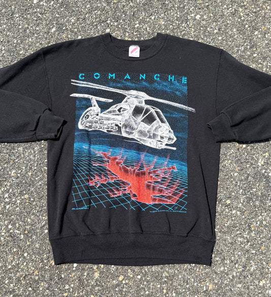 Vintage Comanche Military Attack Helicopter Blackbird Intl. 90's Sweatshirt Size M Medium 1991