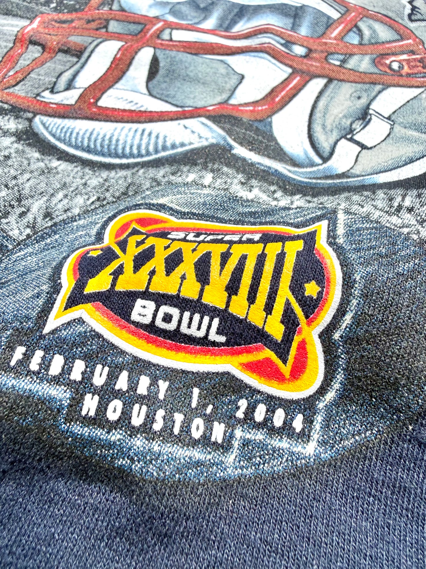 Vintage New England Patriots 2003 AFC Champions Super Bowl Crewneck Sweatshirt Size L Large Navy