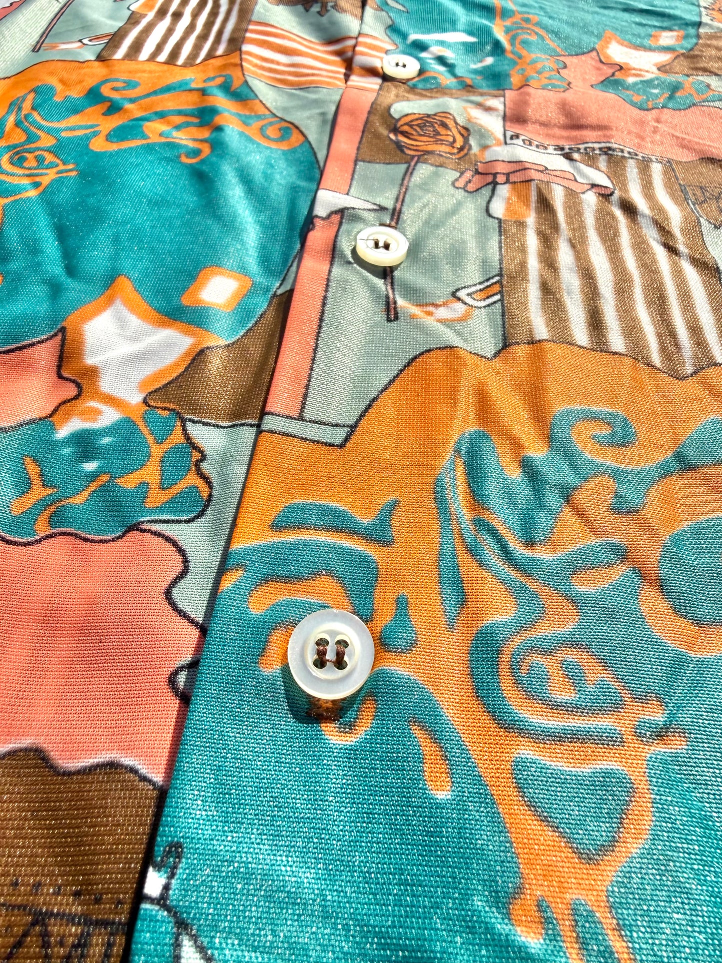 Vintage Anthony Blair All Over Print 70's Disco Retro Camp Button Up Shirt Large 16-16 1/2