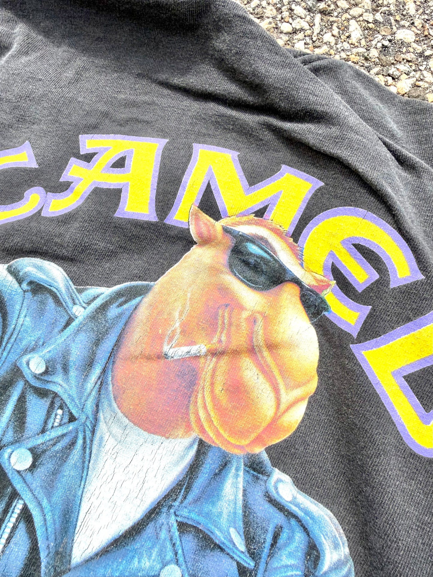 Vintage Camel Cigarettes Joe Camel Bike 90s Single Stitch Pocket T-Shirt XL Black Made in the USA 1992