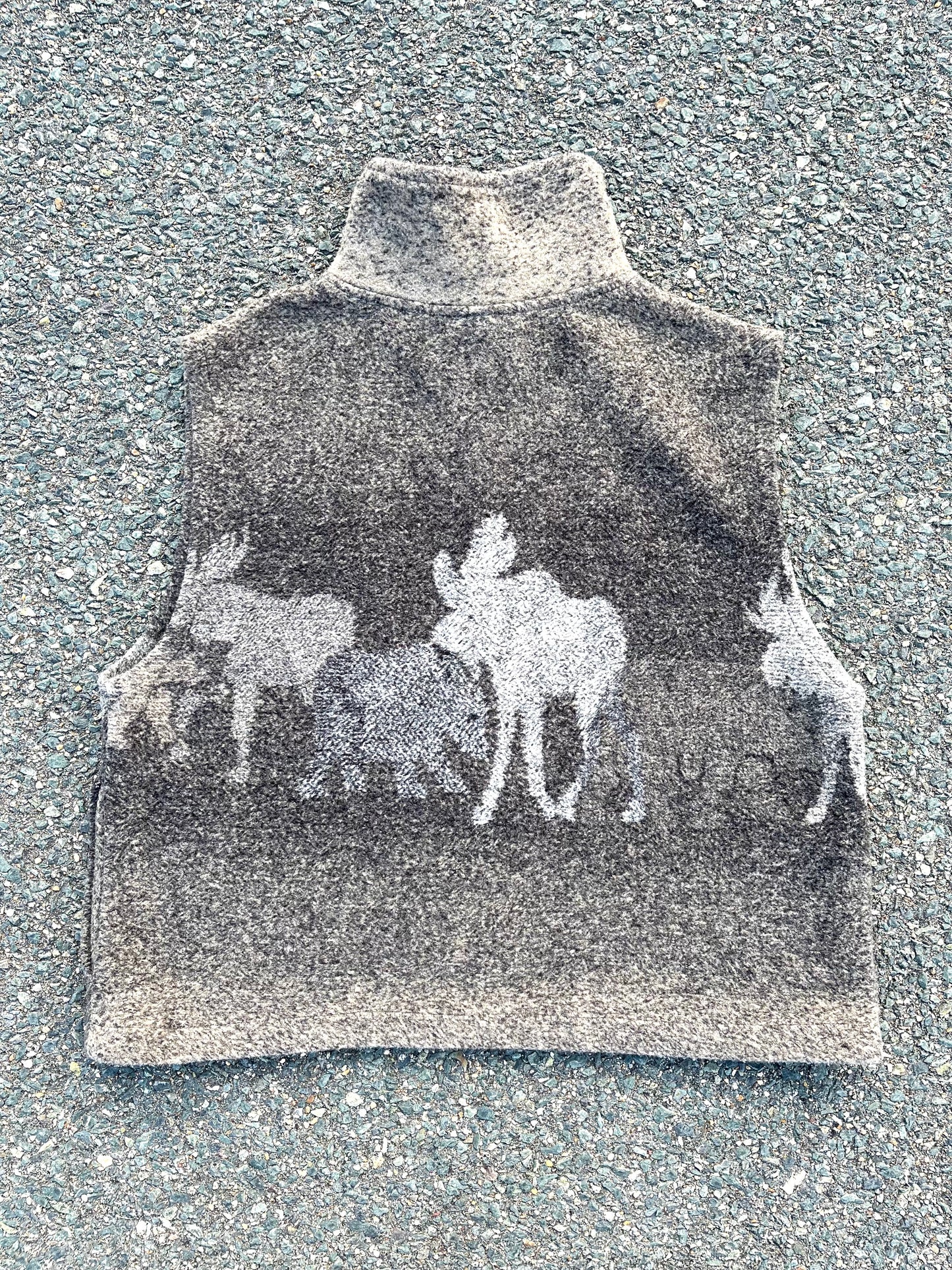 Vintage Black Mountain Wool Blend Outdoors Moose Fleece Vest Women's Size XL