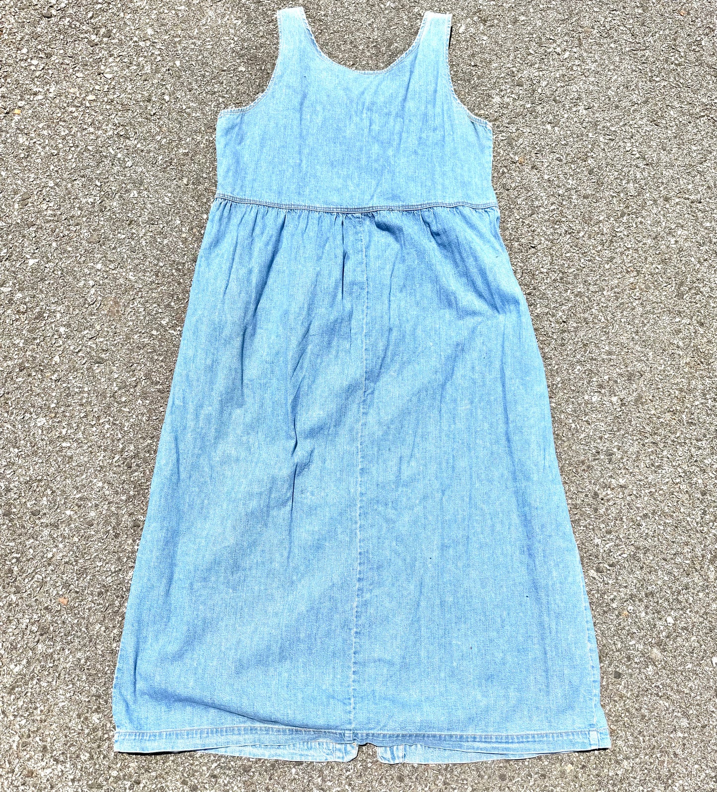 Vintage Disney Store Winnie Pooh Embroidered 90s Blue Denim Jumper Dress Medium