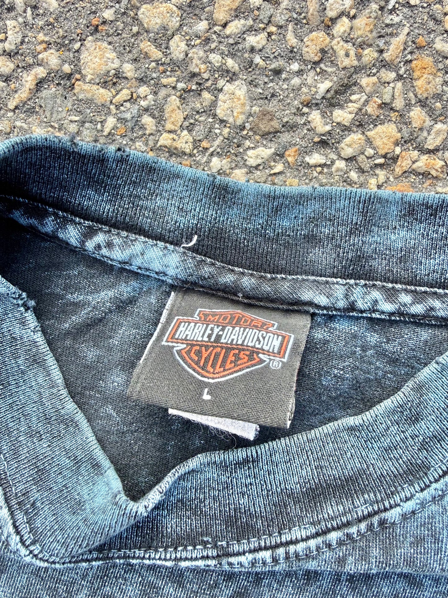 Vintage Harley Davidson Blue Acid Wash Retro 90's Long Sleeve T Shirt Size L Large Made in the USA 1995