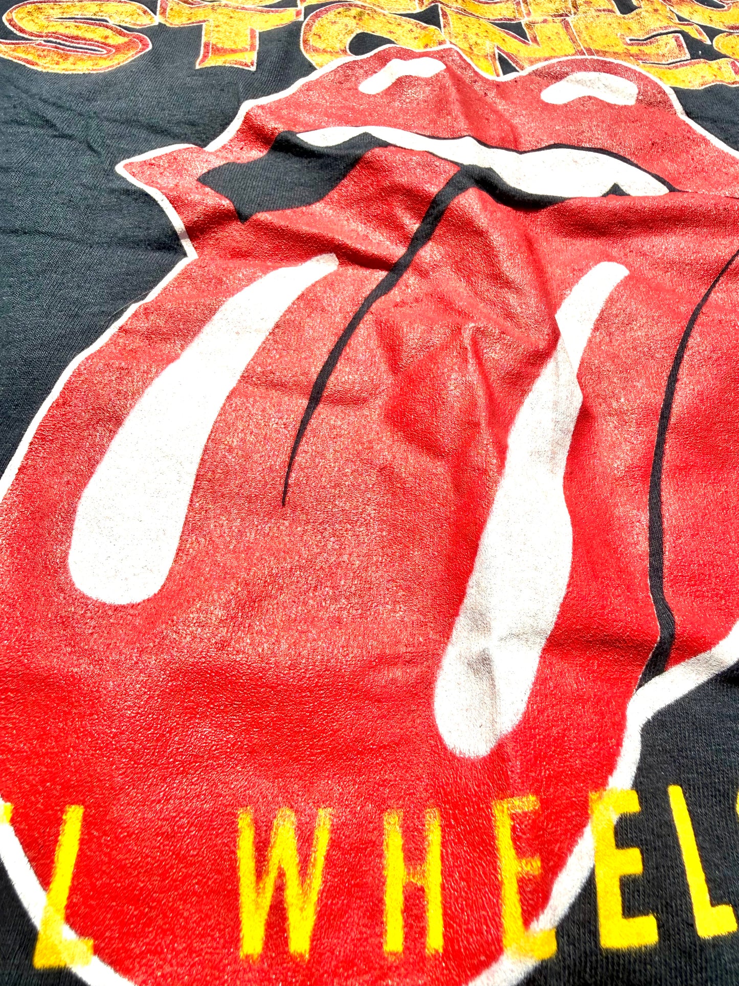 Vintage Rolling Stones Steel Wheels 80's North American Tour Rock Band T Shirt Medium 1989 Black
