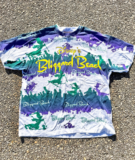 Vintage Disney 90's Crazy Blizzard Beach Gator AOP All Over Print T Shirt XL
