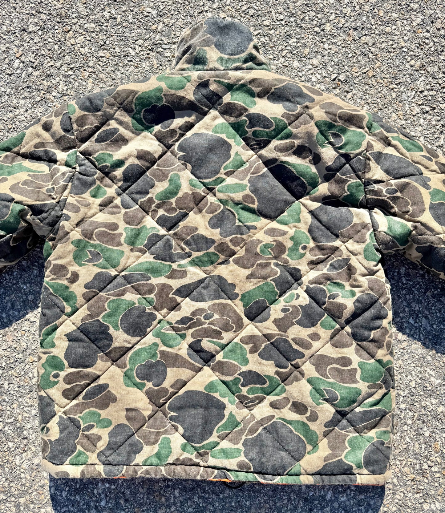 Vintage Camo Reversible Hunter Orange Workwear Quilted Bomber Jacket Large