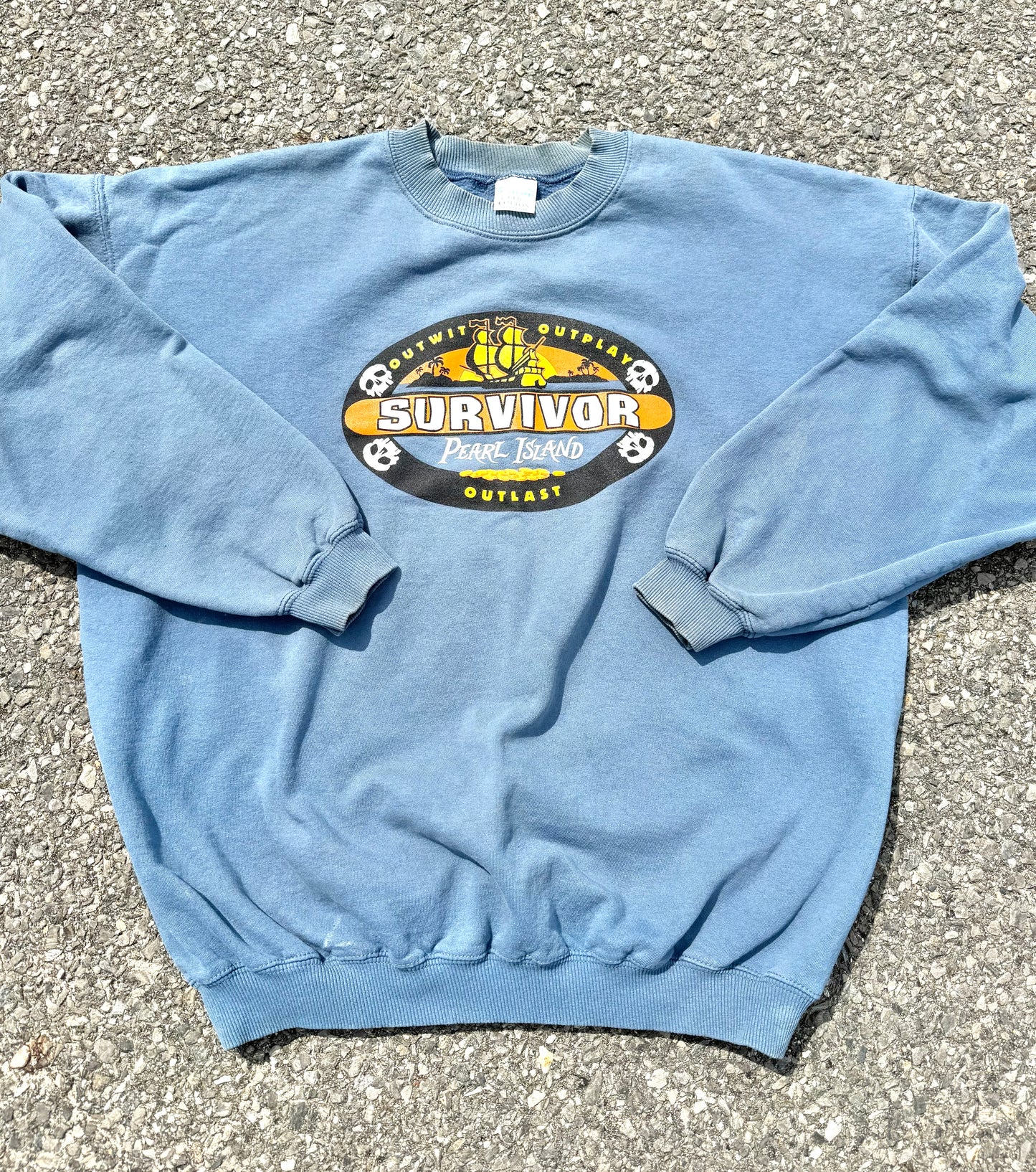 Vintage Survivor Pearl Islands Reality TV Show 2003 Crewneck Sweatshirt XL Blue