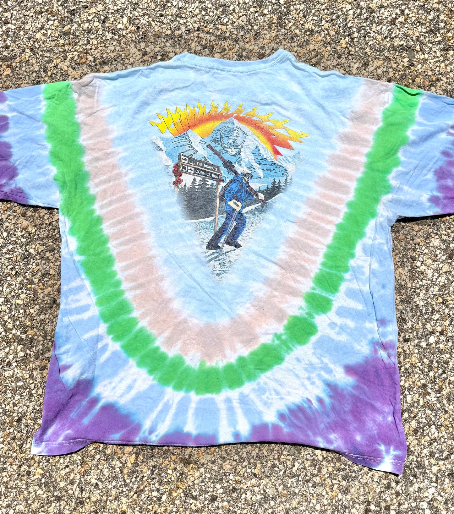 Vintage Grateful Dead Ski Skiing Tie Dye 90's Y2KTour Band T Shirt Size XL