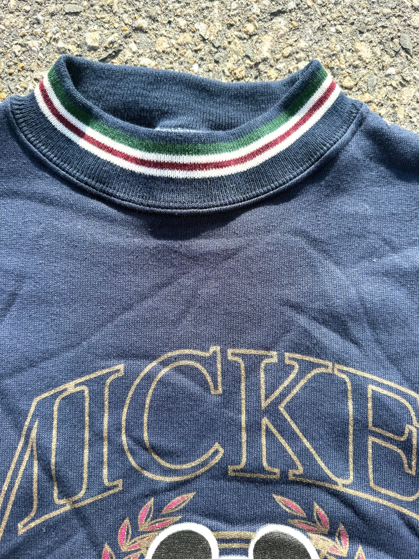 Vintage Mickey Mouse Disney 80's 90's Retro Crewneck Sweatshirt Size L Large Navy