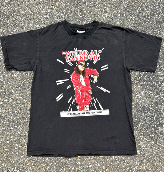 Vintage Weird Al Yankovic 90's Band Tour Concert T Shirt Size M Medium 1999 Black
