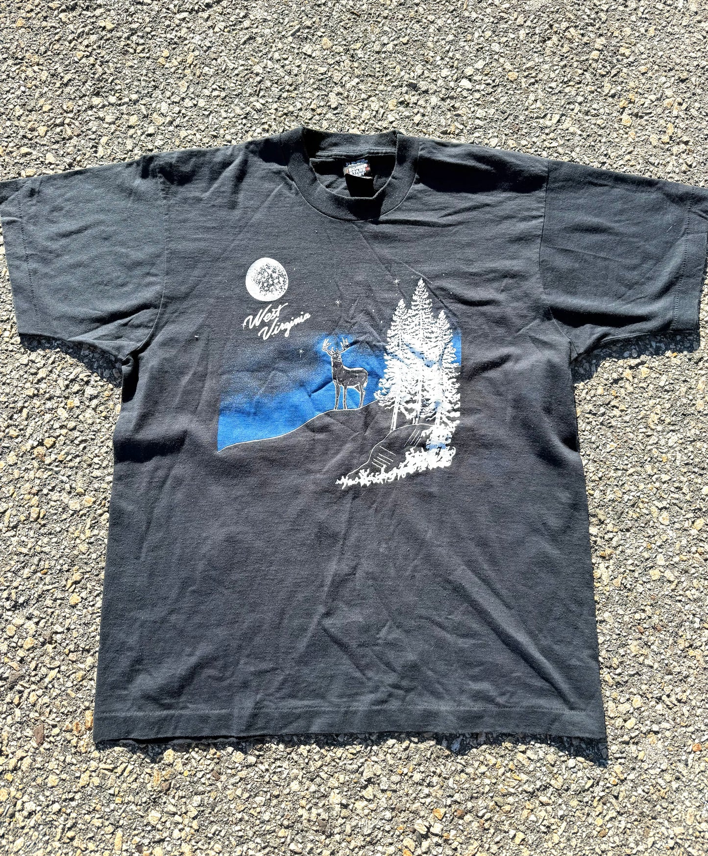 Vintage West Virginia Deer Nature T Shirt Screen Stars Single Stitch Size L Large