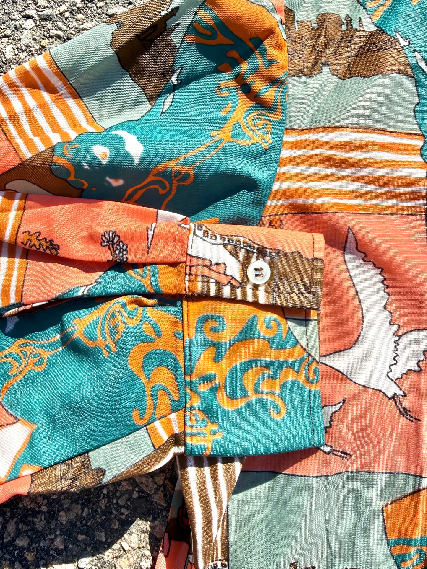 Vintage Anthony Blair All Over Print 70's Disco Retro Camp Button Up Shirt Large 16-16 1/2