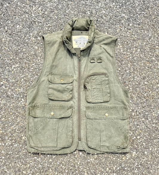 Vintage Banana Republic Safari Fishing Hunting Vest Khaki Army Green Size Small