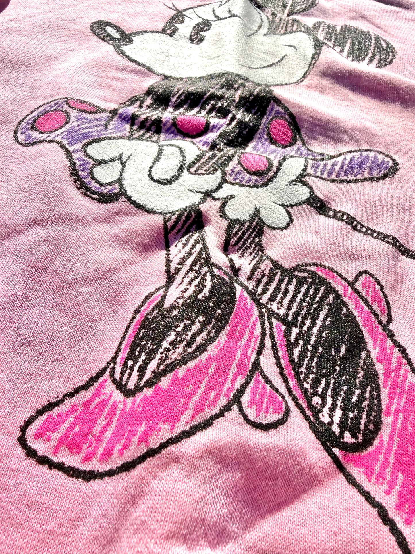 Vintage Disney Minnie Mouse Character Fashions 80s Crewneck Sweatshirt XL Pink