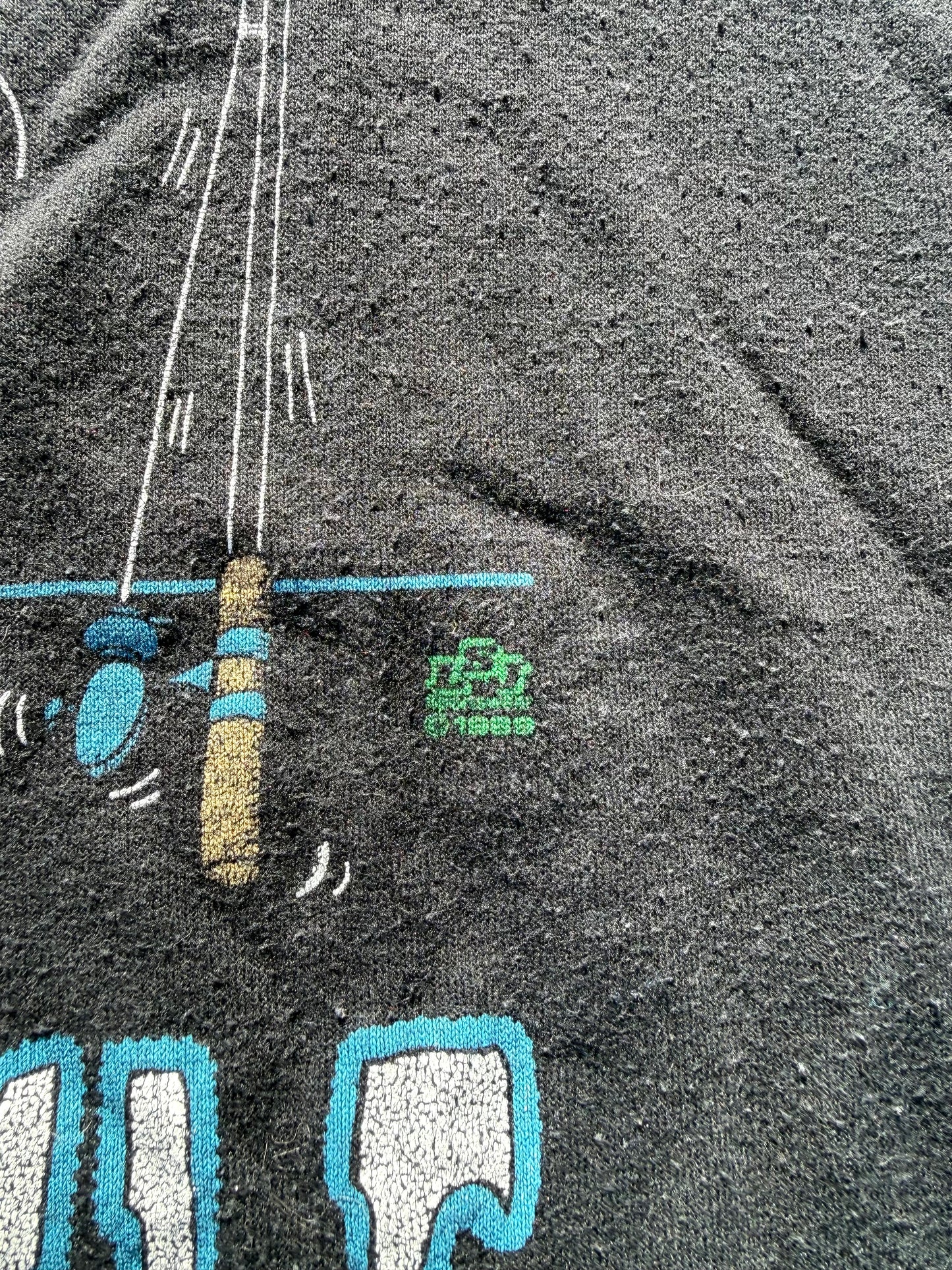 Vintage Fishing Tackle Wife Funny Retro 80's Single Stitch T Shirt Size L Black