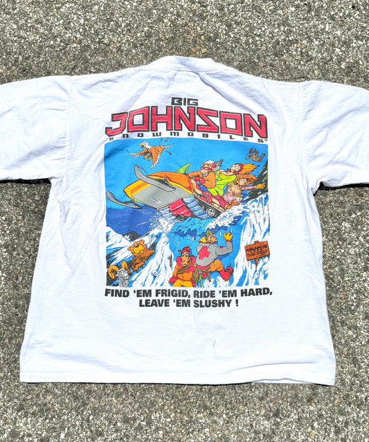 Vintage Big Johnson Snowmobiles Dick Joke 90's Single Stitch T Shirt Size L Large