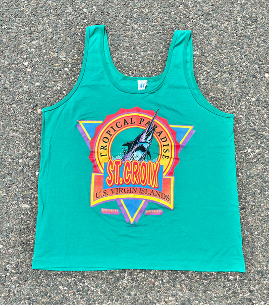 Vintage St Croix Marlin Swordfish Retro 90's Single Stitch Tank Top Size L Large