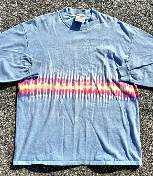 Vintage Long Sleeve Oneita Colorful Hippie 90's Tie Dye T Shirt Size XL