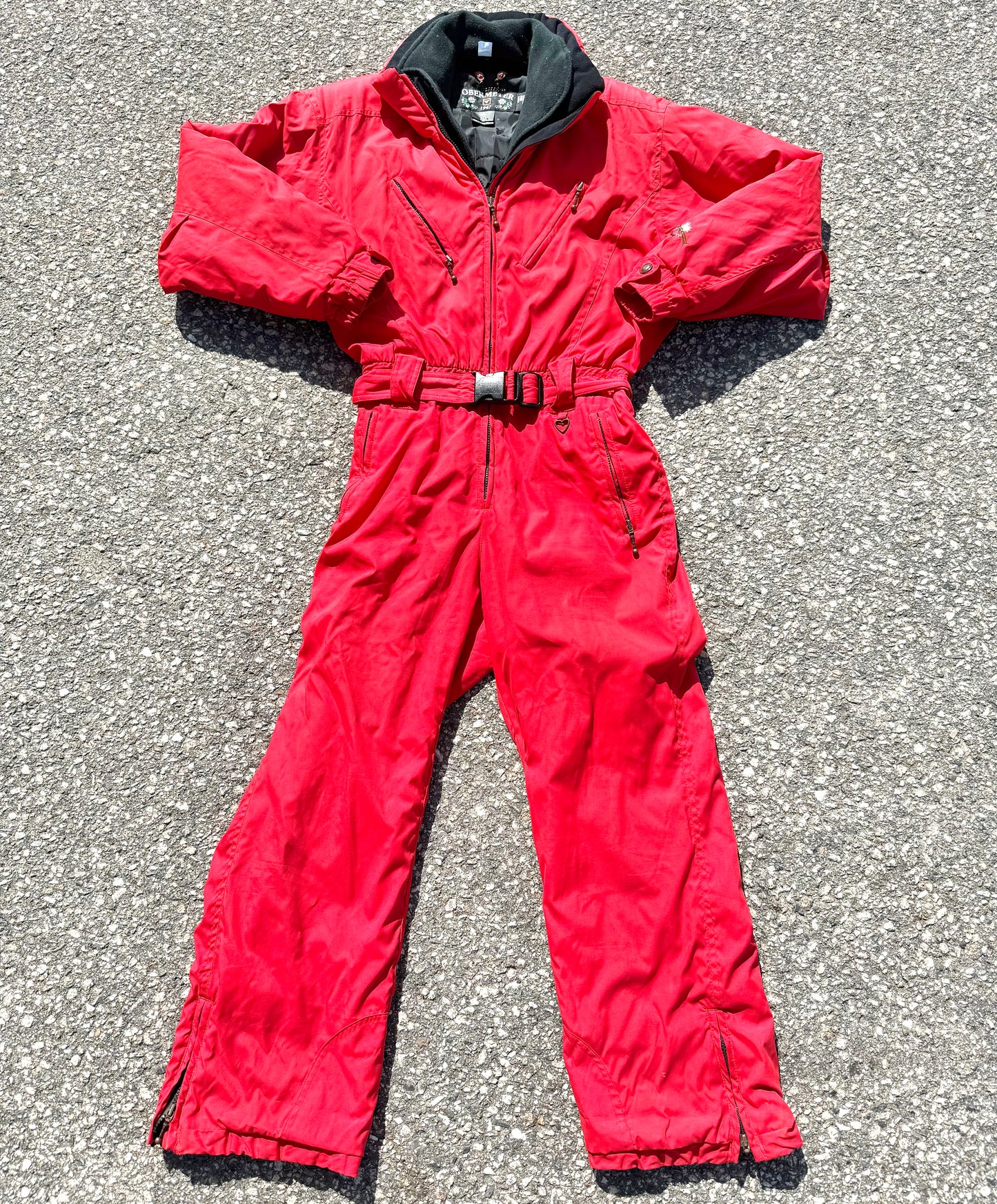 Vintage Obermeyer Retro 90s Women's One Piece Full Body Snow Ski Suit Size 10 Red