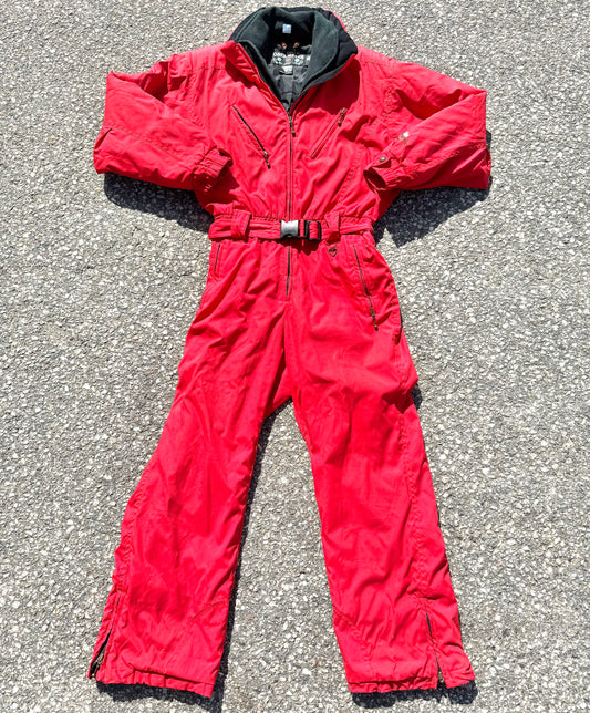 Vintage Obermeyer Retro 90s Women's One Piece Full Body Snow Ski Suit Size 10 Red