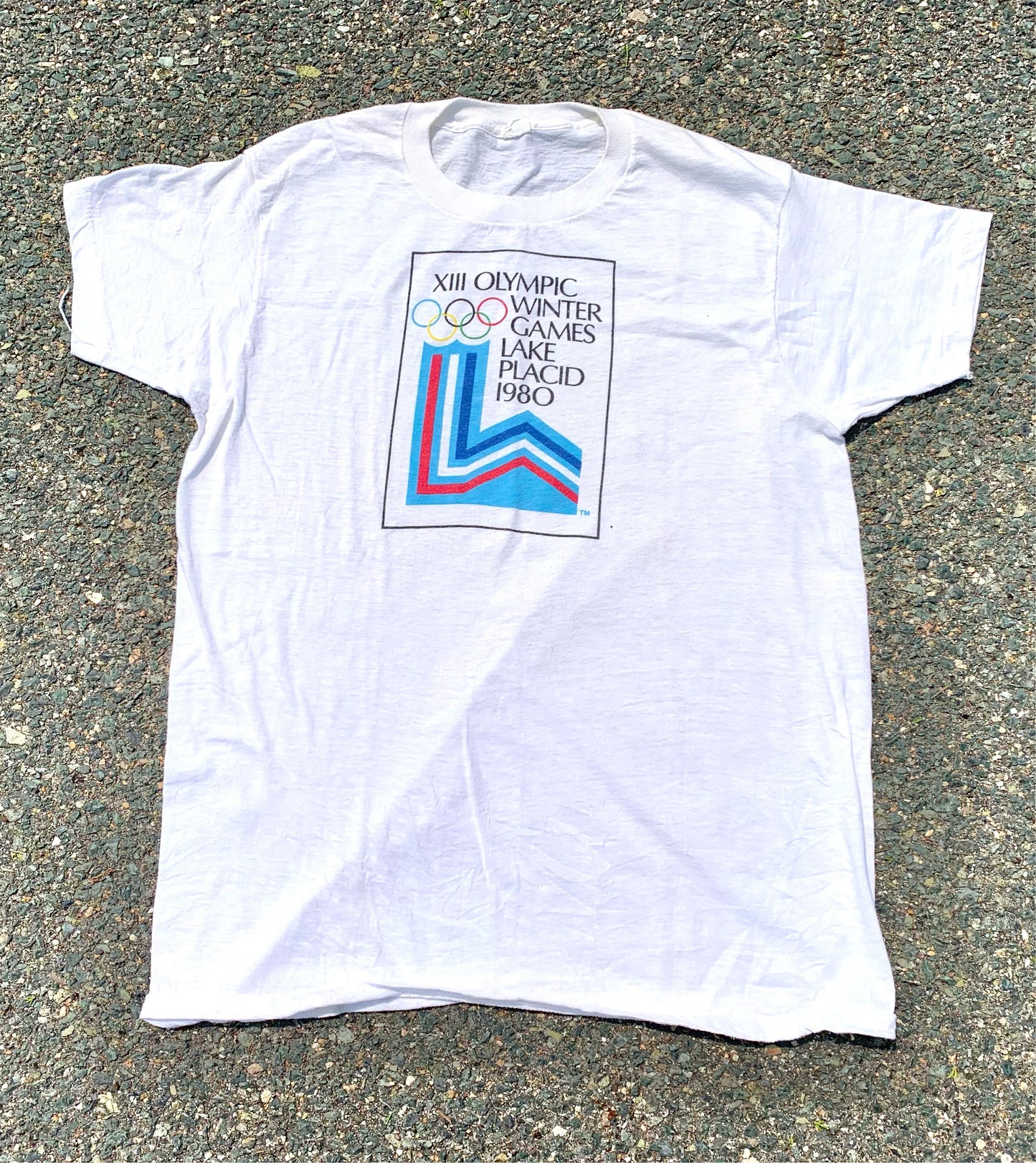 Vintage 80's Retro Lake Placid New York 1980 Winter Olympic Games T Shirt Size Medium