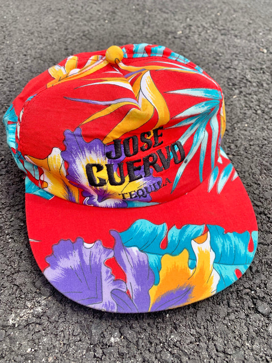 Vintage Jose Cuervo Tequila Retro 90's Floral All Over Print Snapback Hat