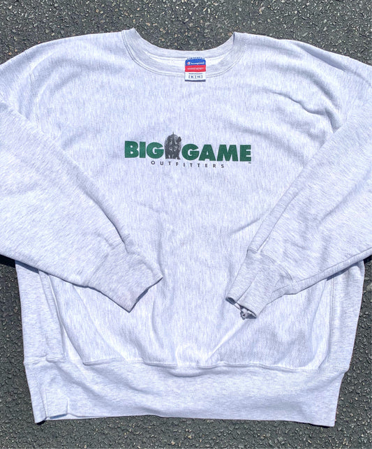 Vintage Champion Reverse Weave Big Game Outfitters Rhino Crewneck Sweatshirt Size XL