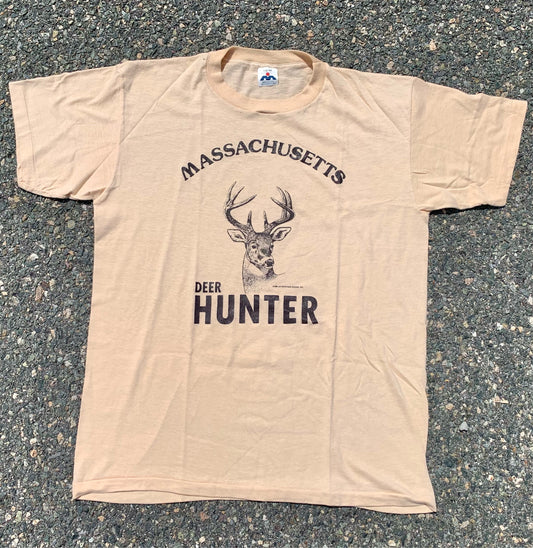 Vintage Deer Hunter Massachusetts Retro 80's Outdoorsman Nature T Shirt Men's Size Medium