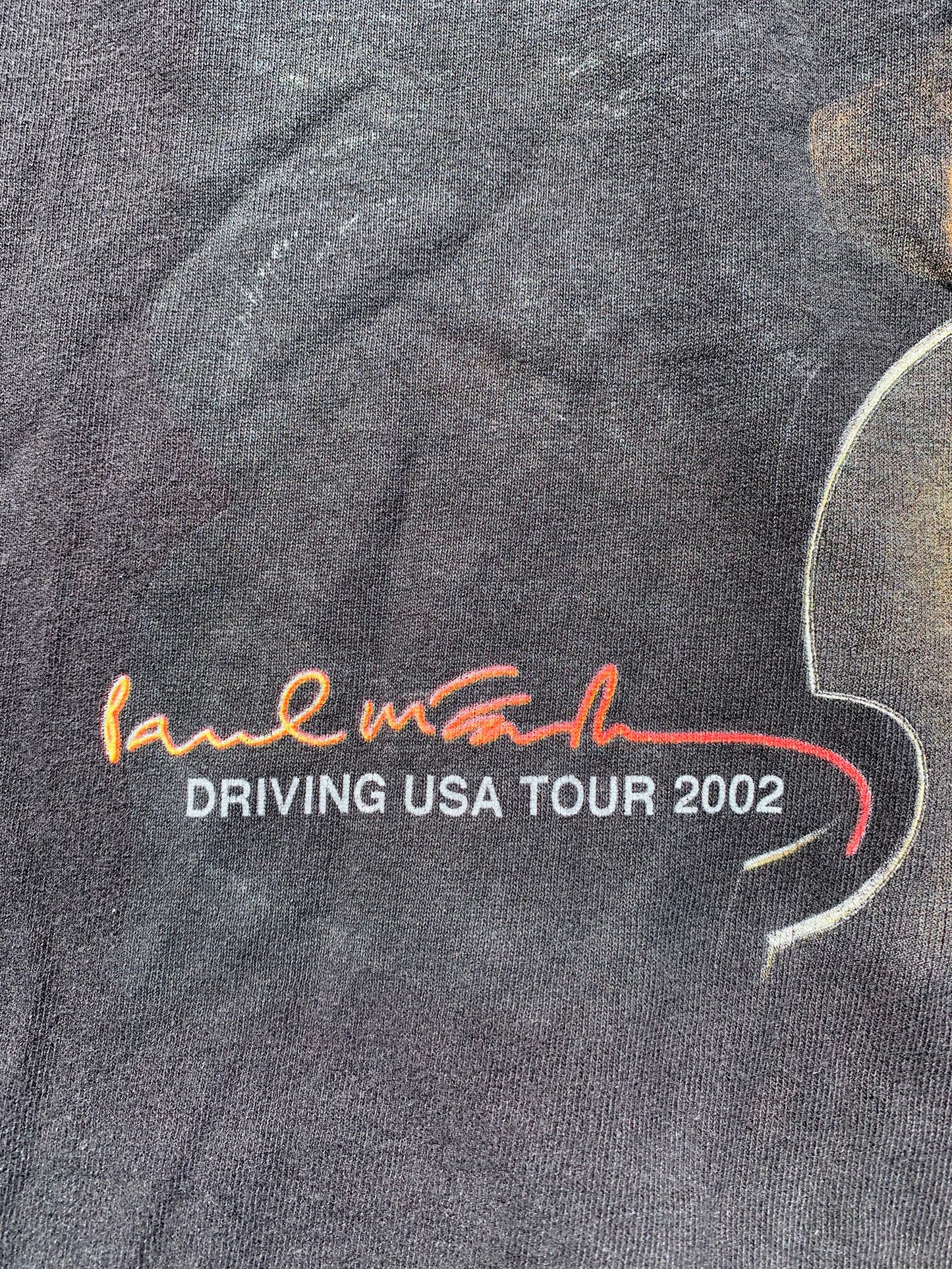 Vintage Paul McCartney Driving USA Tour 2002 Band T Shirt Giant Tag Size XL Black